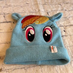 MY LITTLE PONY (2008) RAINBOW DASH GIRLS SEQUIN HAIR LT BLUE BEANIE
